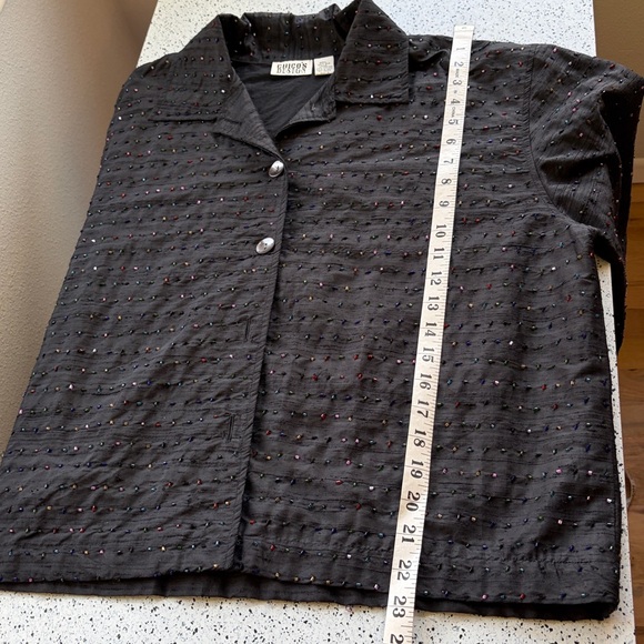 Silk multicolored beaded black jacket large relaxed fit perfect for layered look - Picture 8 of 8